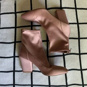 Nine West Pink Satin Sock Booties